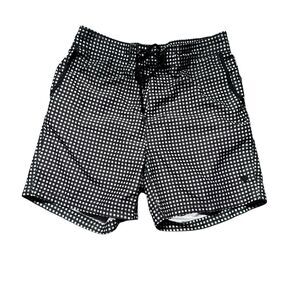 Beach Bros Mens L Board Shorts Black White Check Swim Trunks Mesh Lined EUC